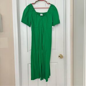 Old Navy Green Puff Sleeve Midi Sundress L Petite NWT
